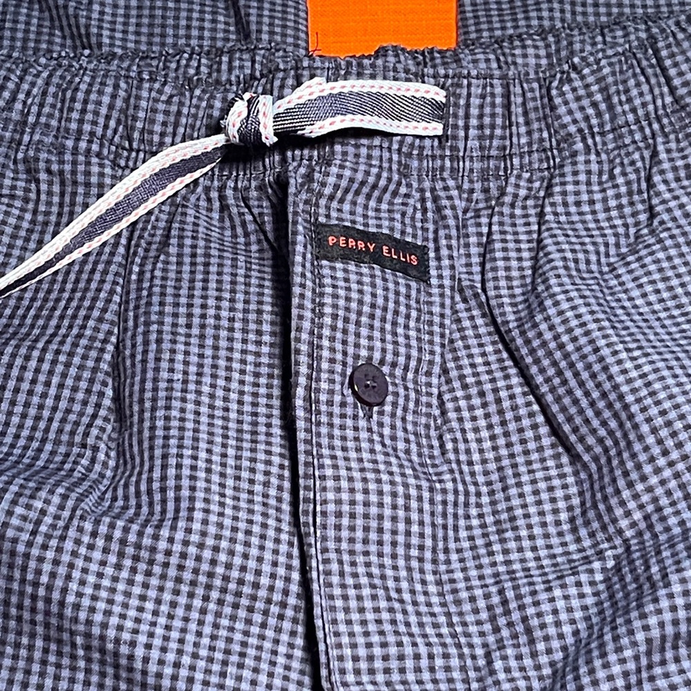 Classic Perry Ellis Blue Checkered Men's Sleepwear Pants, Size Medium - Picture 4 of 4